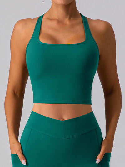 Square Neck Racerback Cropped Tank Active Top