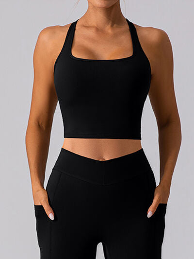 Square Neck Racerback Cropped Tank Active Top