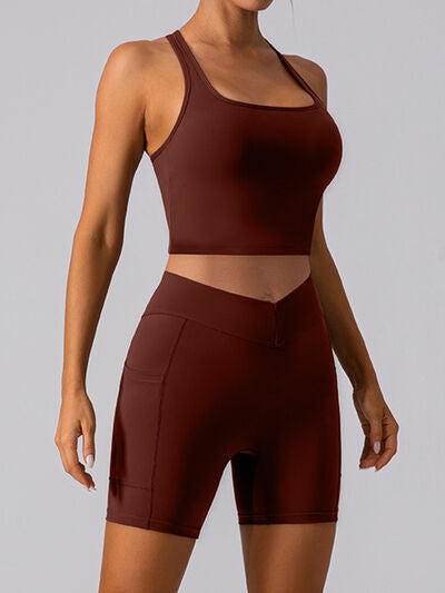Square Neck Racerback Cropped Tank Active Top