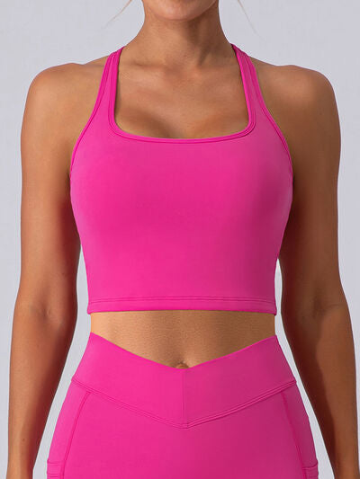 Square Neck Racerback Cropped Tank Active Top