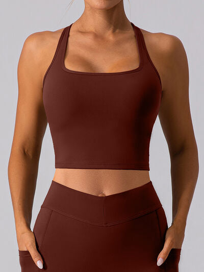 Square Neck Racerback Cropped Tank Active Top