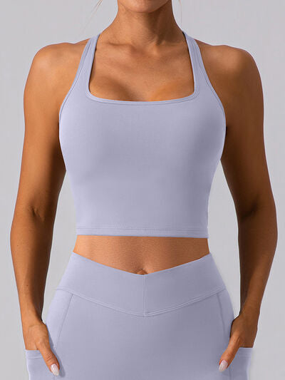 Square Neck Racerback Cropped Tank Active Top