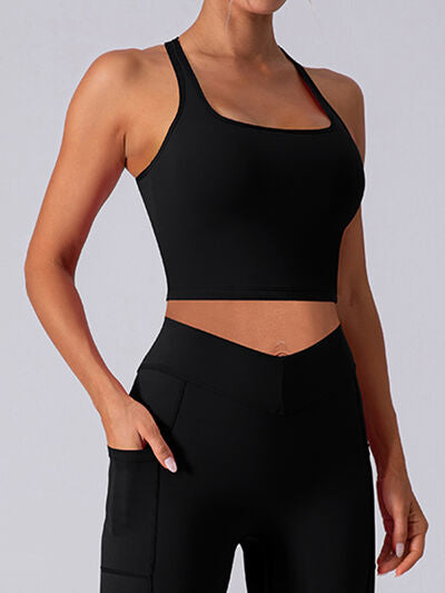 Square Neck Racerback Cropped Tank Active Top