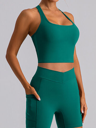 Square Neck Racerback Cropped Tank Active Top