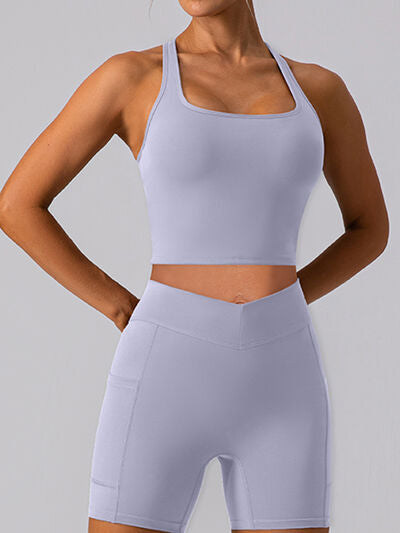 Square Neck Racerback Cropped Tank Active Top