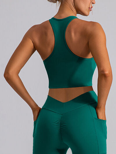 Square Neck Racerback Cropped Tank Active Top