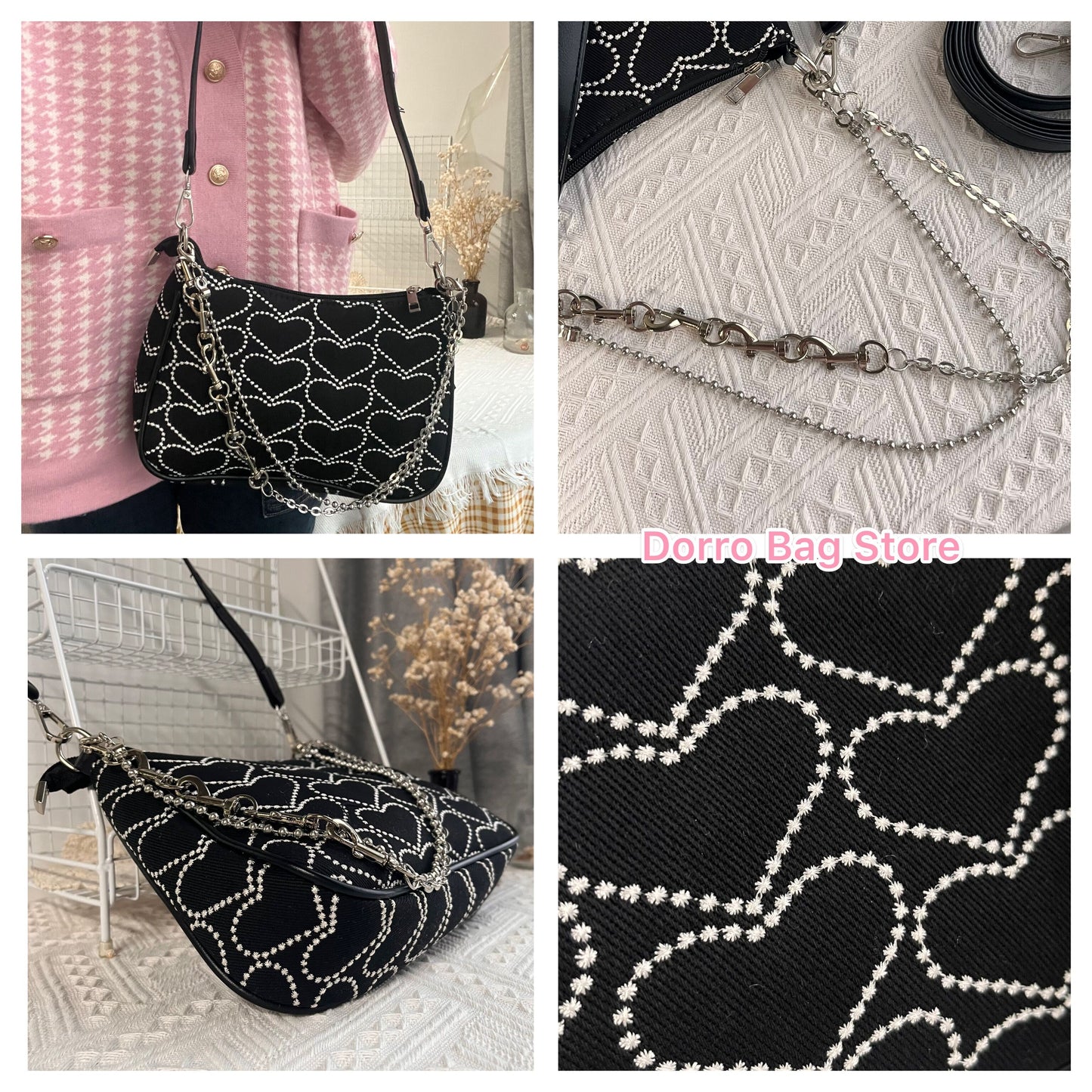 Heart Pattern Shoulder Bag